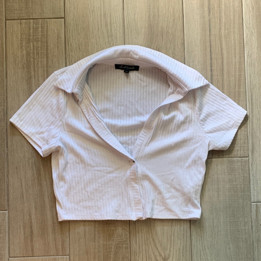 Mixed Threads White Button Down Crop Top - Women’s Large